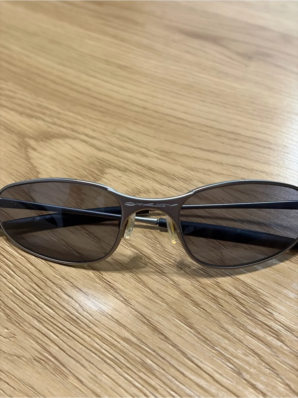 Oakley A Wire Silver Frame Sunglasses with Dark Gray Lenses